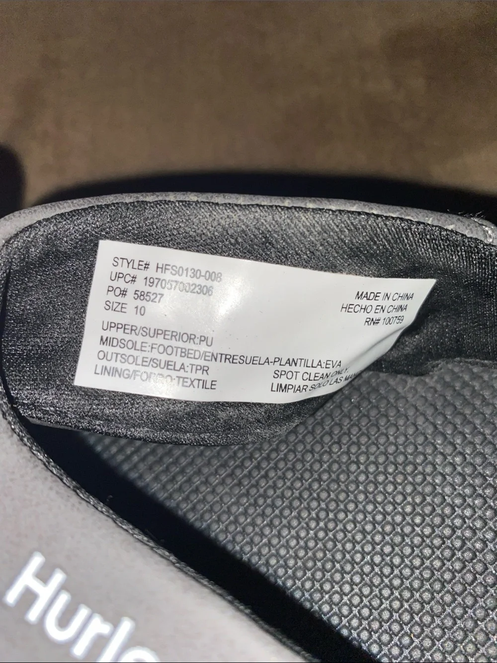 Hurley Men’s Black/Gray Flip Flop Sandals